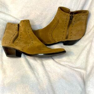 Marc Fisher Suede Booties Point Toe Camel Color